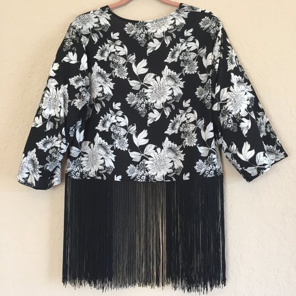 H&M Dividend Open Style Kimono with Fringe Sz S - Picture 2 of 3